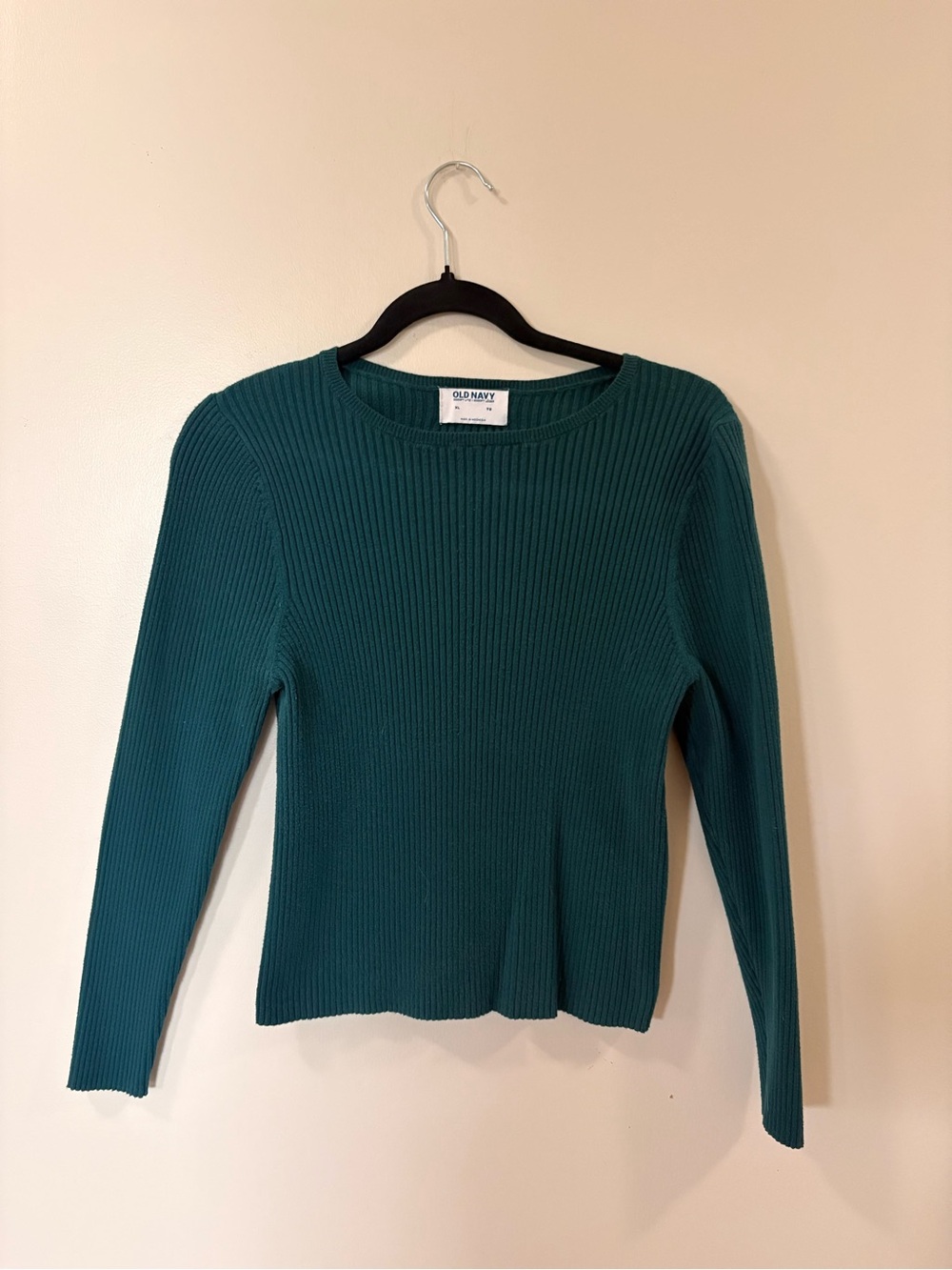 Old Navy Teal Ribbed Crewneck Long-Sleeve Top
